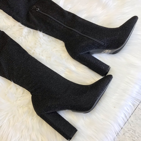 thigh high shimmer boots